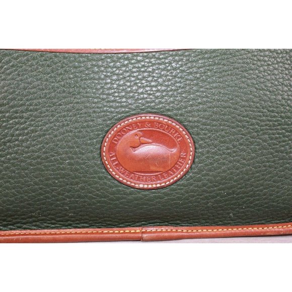 Vintage Dooney & Bourke Green Brown Trim Leather Crossbody Shoulder Bag - Picture 4 of 11
